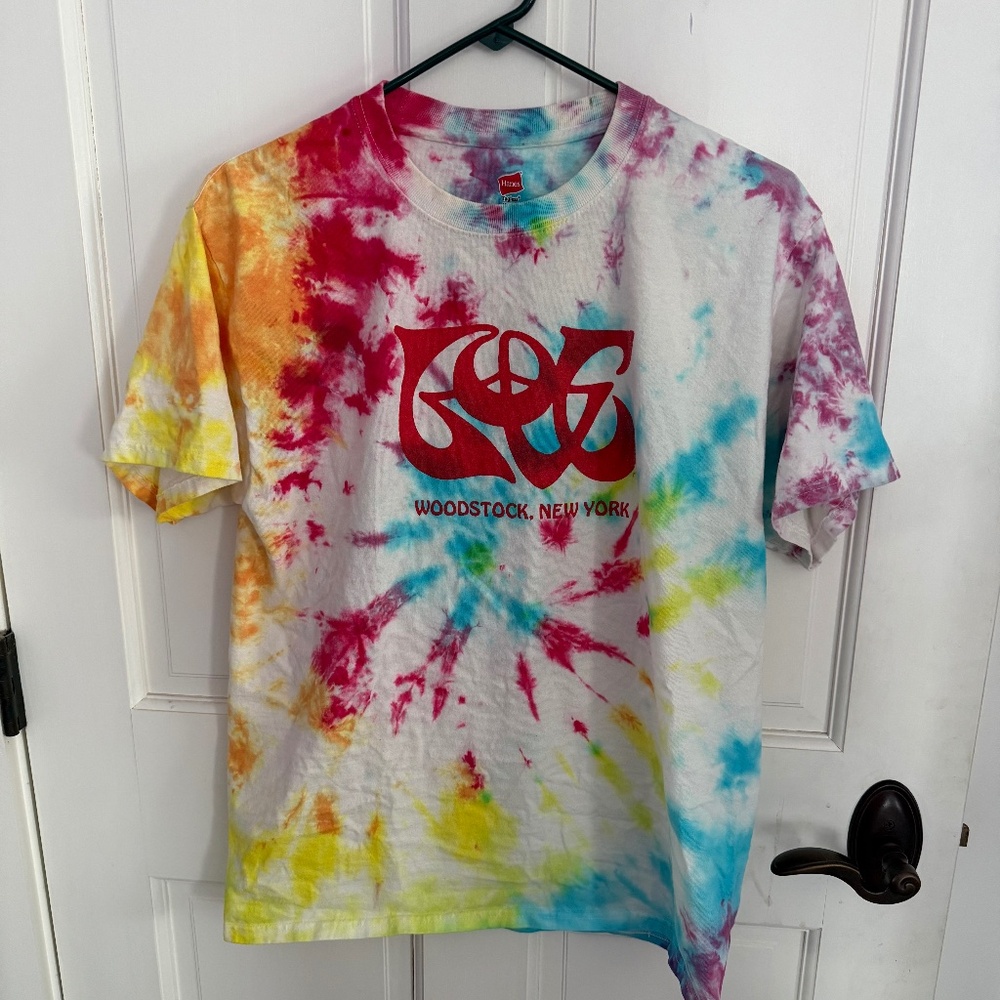 "Love, Woodstock, NY" tie-dyed T-shirt, size M